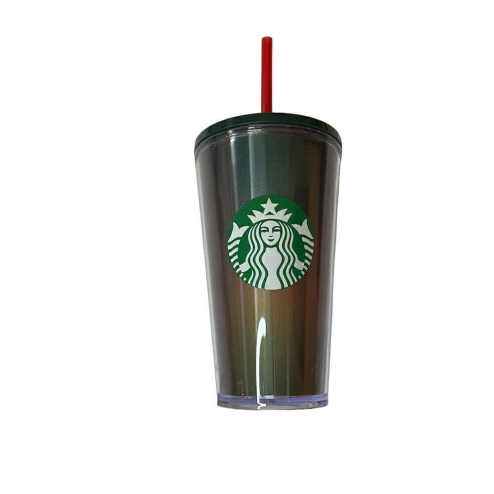 Starbucks 2019 Holiday Green Red Cold Cup Tumbler Grande 16 Oz Reusable